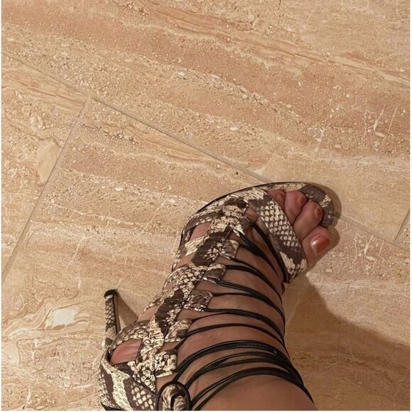 AQUAZZURA FIRENZE Gladiator - Snakeskin print stiletto heels - Picture 7 of 15